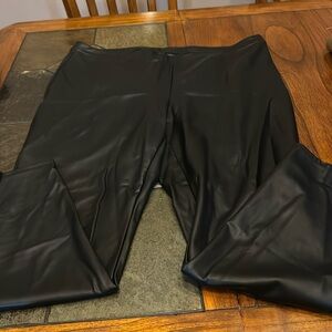 Stretchy black leather pants size 3